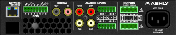 FX 60.4 4CH NETWORK COMPACT POWER AMPLIFIER WITH DSP, 4 INPUTS, 4X60W @ 4OHM/8OHM, 2 X 125W @70V/100V, 1/2RU